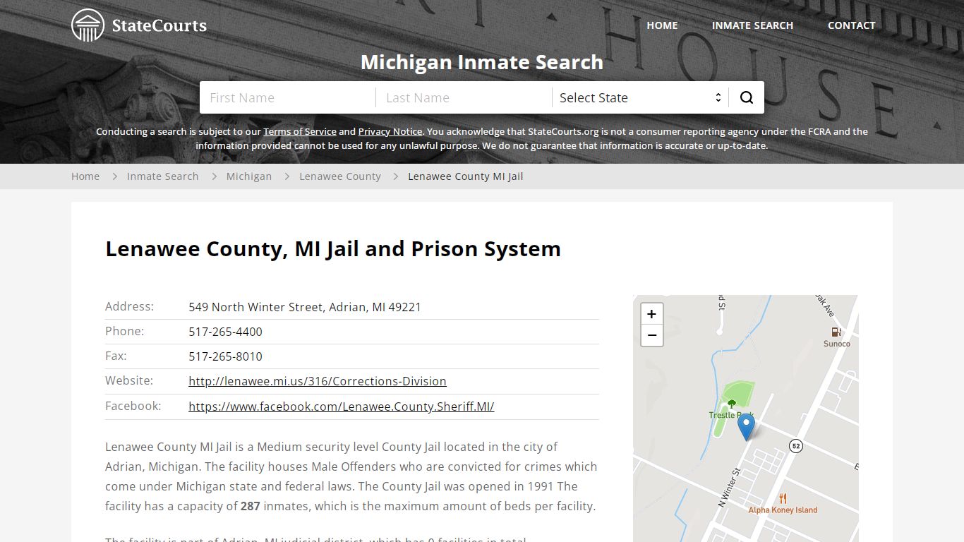 Lenawee County MI Jail Inmate Records Search, Michigan - State Courts